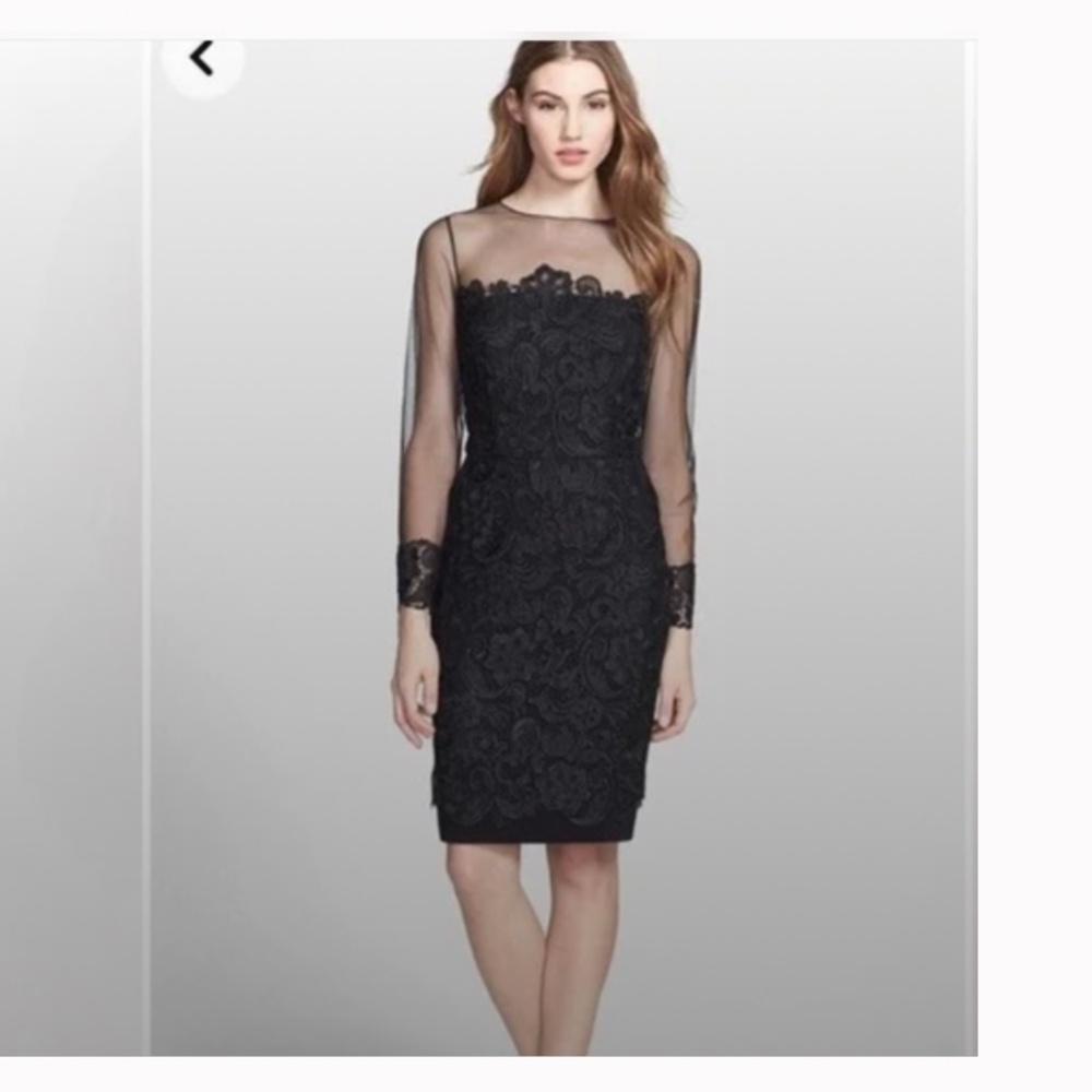 Patra Illusion Lace Sheath Dress ,Black Lace  size 6